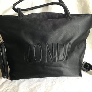 Mondi Black Nylon Tote Bag Purse with matching Wallet / Makeup bag